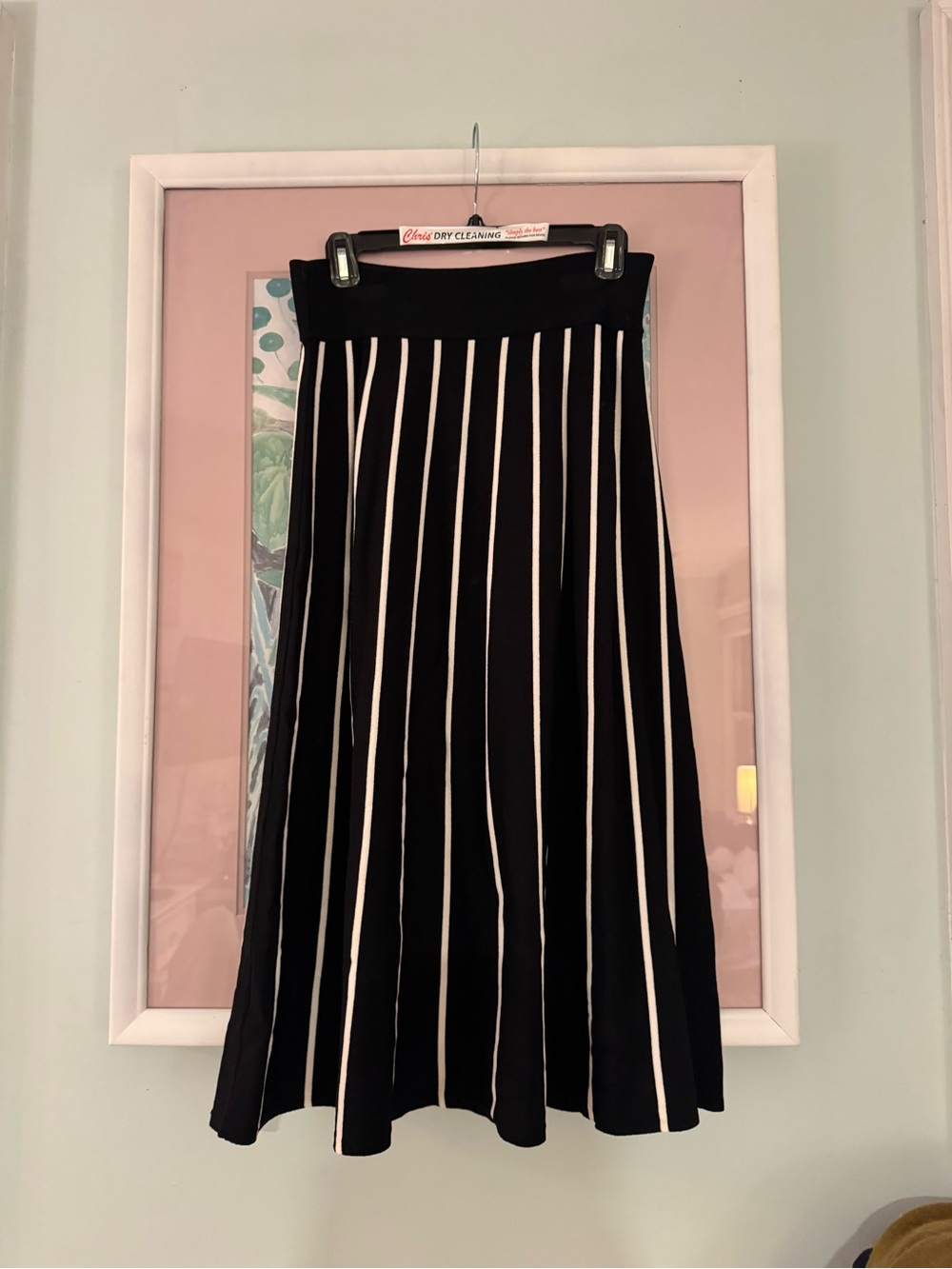 J. Crew Black Skirt with White Vertical Stripes